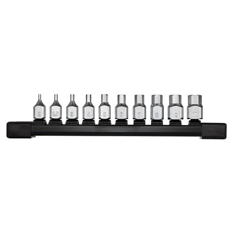 Milwaukee 48-22-9545 Low-Profile Metric Hex Bit Socket Set with Anti-Roll Wrench-Ready Sides (10 Piece)