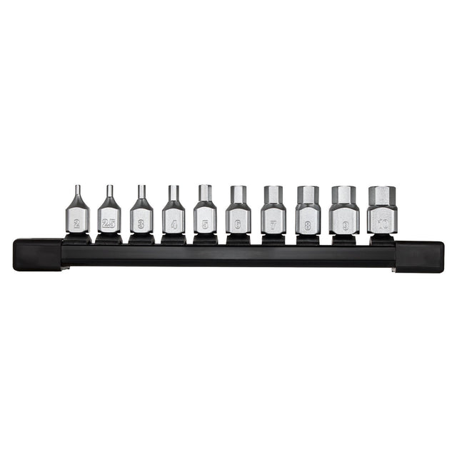 Milwaukee 48-22-9545 Low-Profile Metric Hex Bit Socket Set with Anti-Roll Wrench-Ready Sides (10 Piece)