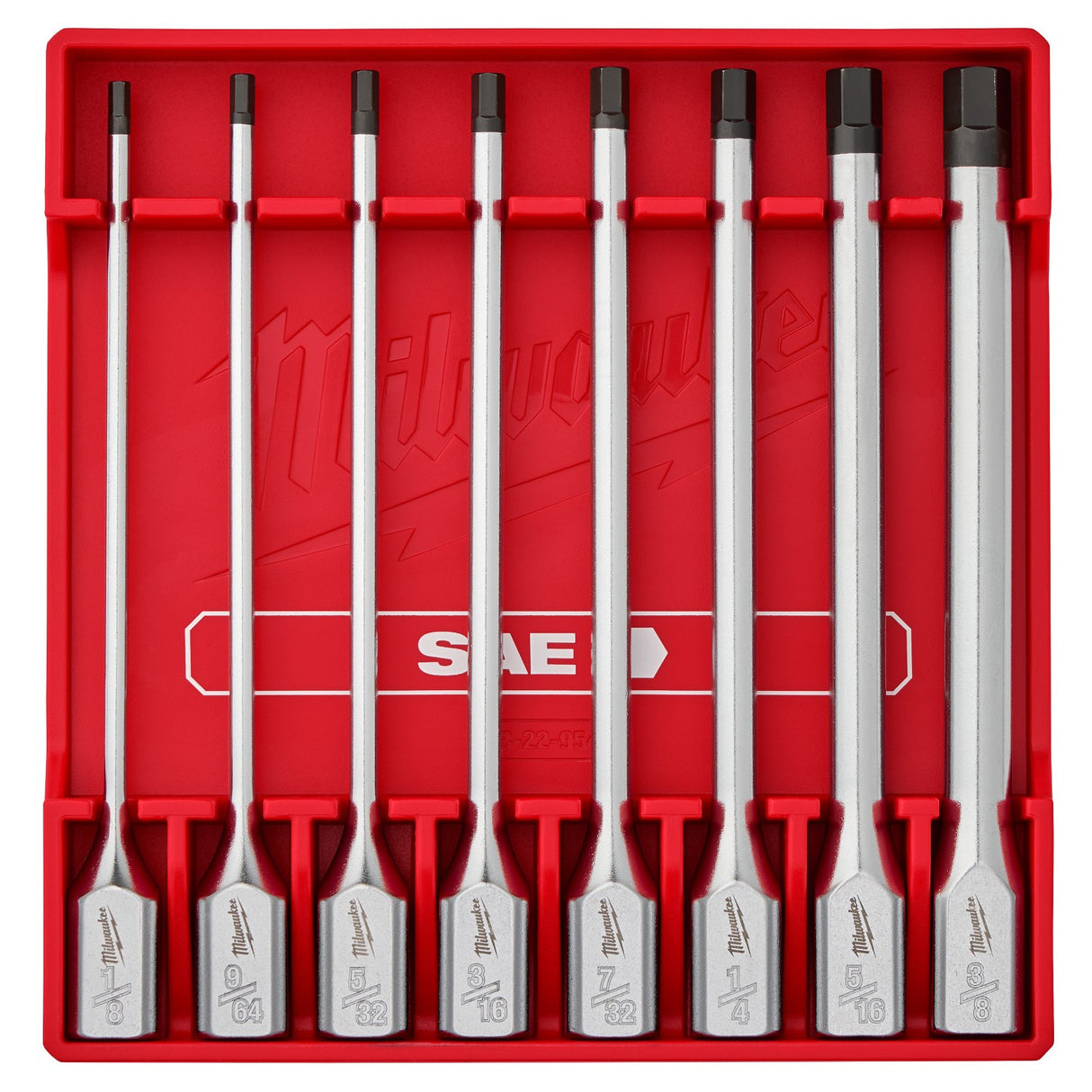 Milwaukee 48-22-9546 3/8 in. Drive SAE Long Hex Bit Socket Set with FOUR FLAT Sides, 6 in. Long Reach (8 Piece)