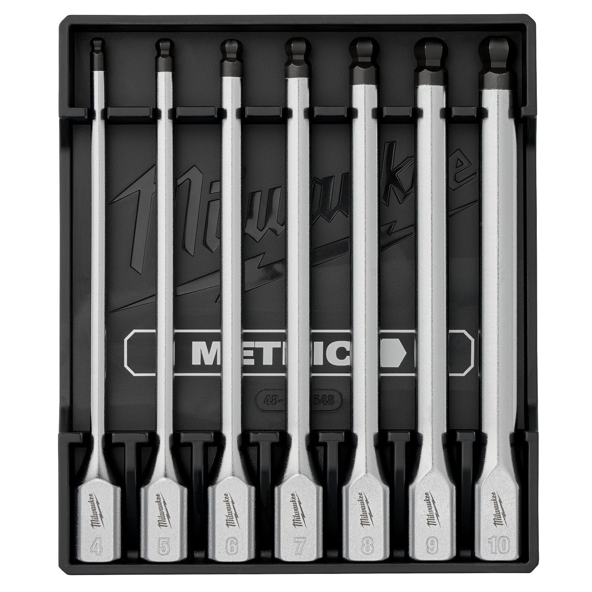 Milwaukee 48-22-9548 3/8 in. Drive Metric Long Ball End Hex Bit Socket Set, 6 in. Long Reach (7 Piece)