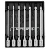 Milwaukee 48-22-9548 3/8 in. Drive Metric Long Ball End Hex Bit Socket Set, 6 in. Long Reach (7 Piece)