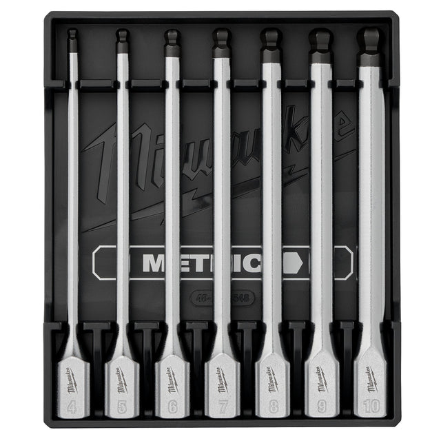 Milwaukee 48-22-9548 3/8 in. Drive Metric Long Ball End Hex Bit Socket Set, 6 in. Long Reach (7 Piece)