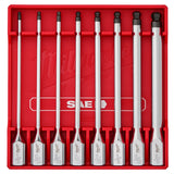 Milwaukee 48-22-9549 3/8 in. Drive SAE Long Ball End Hex Bit Socket Set with FOUR FLAT sides (8 Piece)