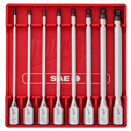Milwaukee 48-22-9549 3/8 in. Drive SAE Long Ball End Hex Bit Socket Set with FOUR FLAT sides (8 Piece)