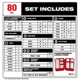 Milwaukee 48-32-4094 SHOCKWAVE Impact Duty Driver Bit Set - 80PC - 3