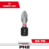 Milwaukee 48-32-4112 SHOCKWAVE 1" Impact Duty Phillips 2 Insert Driver Bits (25 Pack) - 2