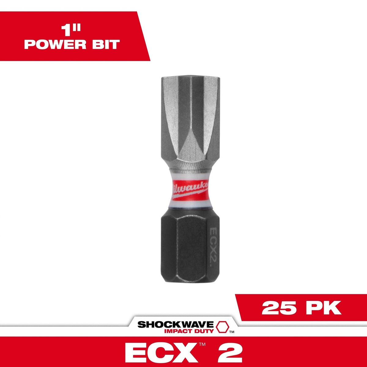 Milwaukee 48-32-4142 SHOCKWAVE 1" Impact Duty ECX2 Insert Bit (25 Pack) - 2