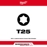 Milwaukee 48-32-4185 SHOCKWAVE™ 2 in. Impact Torx® T25 Power Bits (25 Pack) - 2