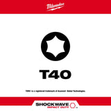 Milwaukee 48-32-4188 SHOCKWAVE™ 2 in. Impact Torx® T40 Power Bits (25 Pack) - 2