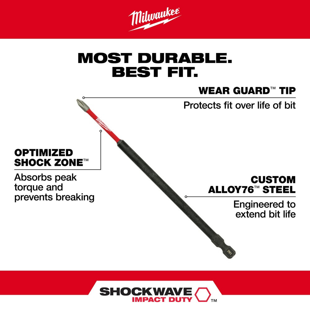 Milwaukee 48-32-4215 SHOCKWAVE™ 6 in. Impact Square Recess #2 Power Bits (10 Pack) - 4