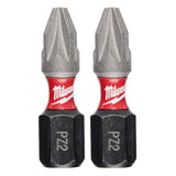 Milwaukee 48-32-4432 SHOCKWAVE 2-Piece Impact Phillips Pozidrive #2 Insert Bits (3 Pack)