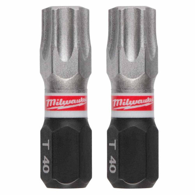 Milwaukee 48-32-4438 SHOCKWAVE Impact Duty 1" T40 Insert Bit 2Pk – Durable S2 Steel, Torx Drive