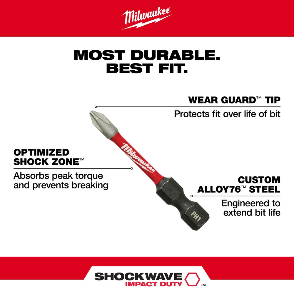 Milwaukee 48-32-4462 SHOCKWAVE 2" PH2 Impact Bit - 4