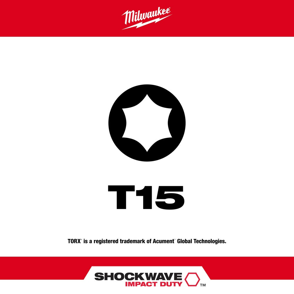 Milwaukee 48-32-4483 T15 Torx Shockwave 2" Power Bit - 2