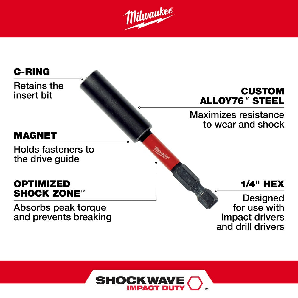 Milwaukee 48-32-4503 SHOCKWAVE 3" Impact Magnetic Bit Holder - 4