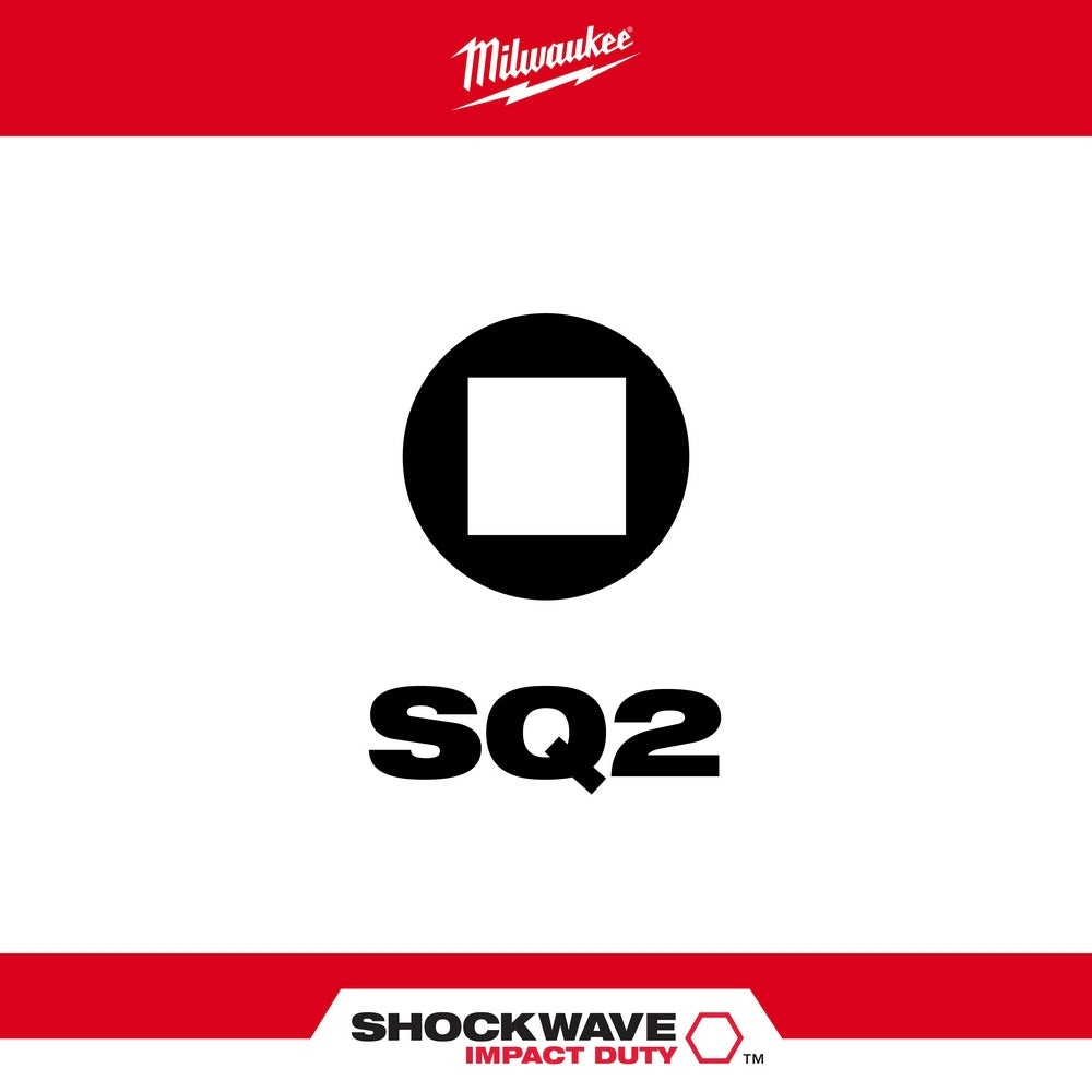 Milwaukee 48-32-4574 SHOCKWAVE™ 5-Piece 3-1/2 in. Impact Square Recess #2 Power Bits - 3