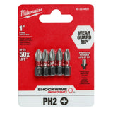 Milwaukee 48-32-4601 SHOCKWAVE 1" PH2 Impact Bit 5PK - 8