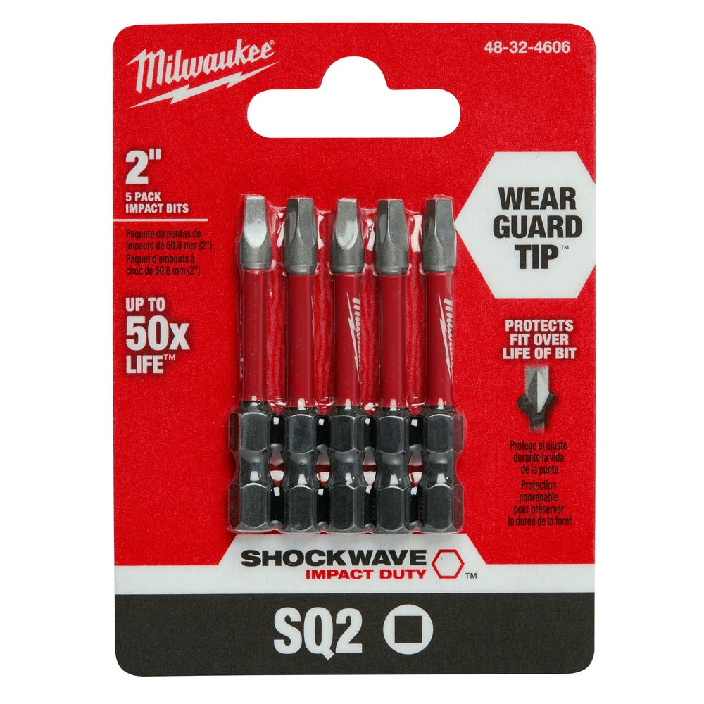 Milwaukee 48-32-4606 SHOCKWAVE 2" SQ2 Impact Bit 5PK - 7