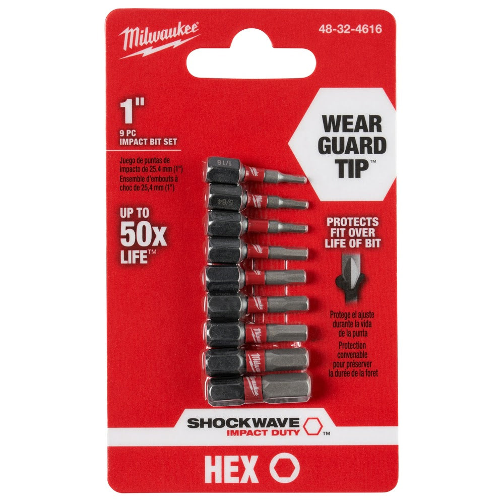 Milwaukee 48-32-4616 SHOCKWAVE 9PC 1" SAE Hex Impact Bit Set - 7