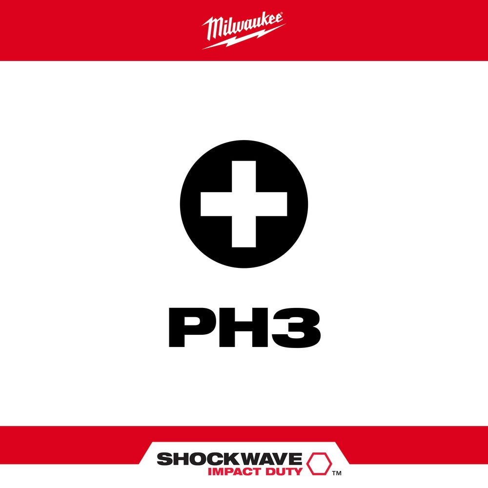 Milwaukee 48-32-4664 SHOCKWAVE Impact Duty™ 3-1/2" PH3 Bit 2PK - 2