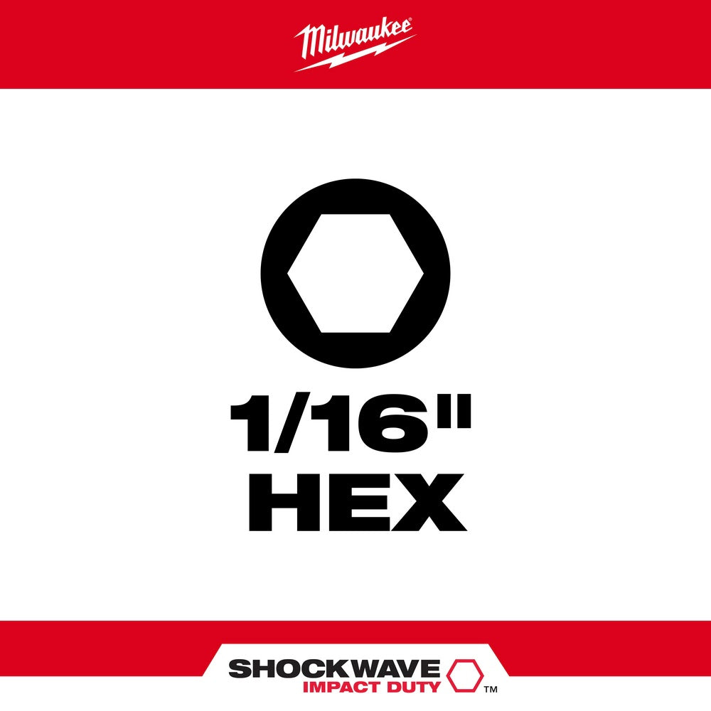 Milwaukee 48-32-4700 SHOCKWAVE™ Impact Hex 1/16 in. Insert Bit - 3