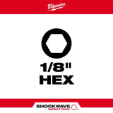 Milwaukee 48-32-4704 SHOCKWAVE™ Impact Hex 1/8 in. Insert Bit - 3