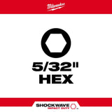 Milwaukee 48-32-4706 SHOCKWAVE™ Impact Hex 5/32 in. Insert Bit - 3