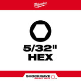 Milwaukee 48-32-4706 SHOCKWAVE™ Impact Hex 5/32 in. Insert Bit - 3