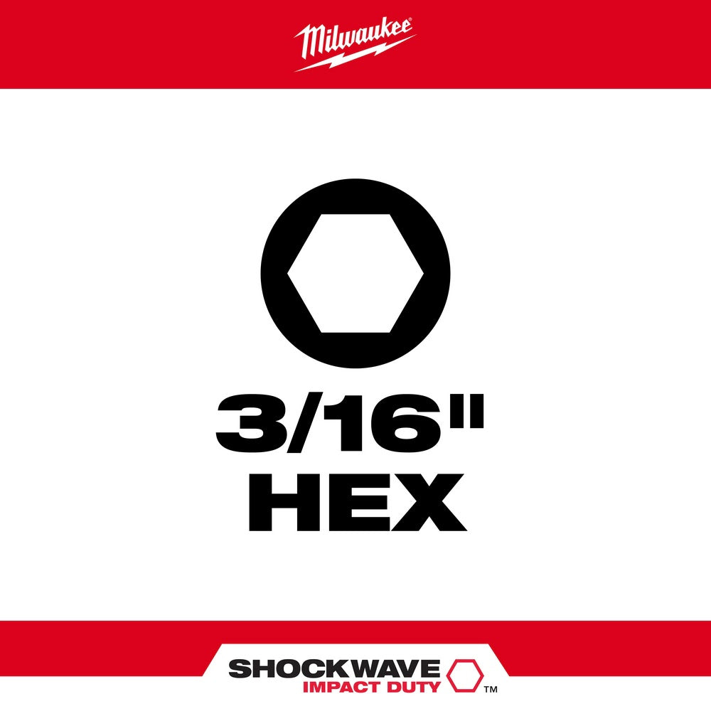 Milwaukee 48-32-4707 SHOCKWAVE™ Impact Hex 3/16 in. Insert Bit - 3