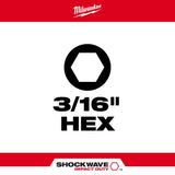 Milwaukee 48-32-4707 SHOCKWAVE™ Impact Hex 3/16 in. Insert Bit - 3