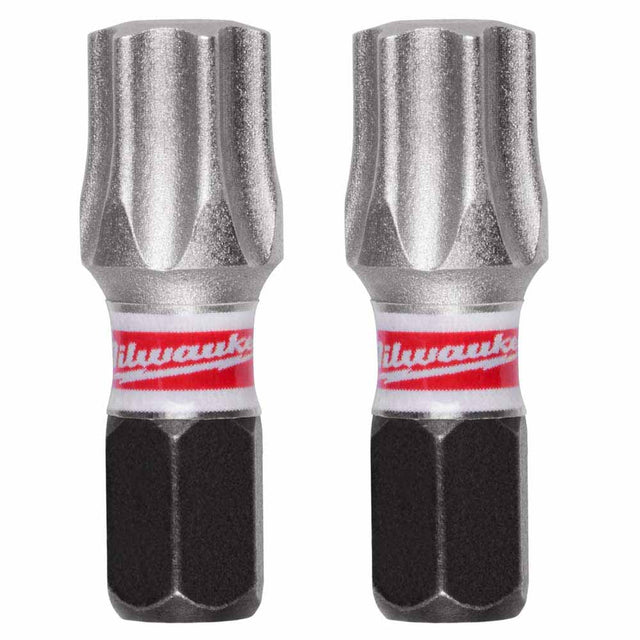 Milwaukee 48-32-4991 SHOCKWAVE Impact Duty 1" T45 Insert Bits 2Pk – Durable S2 Steel, Torx Drive