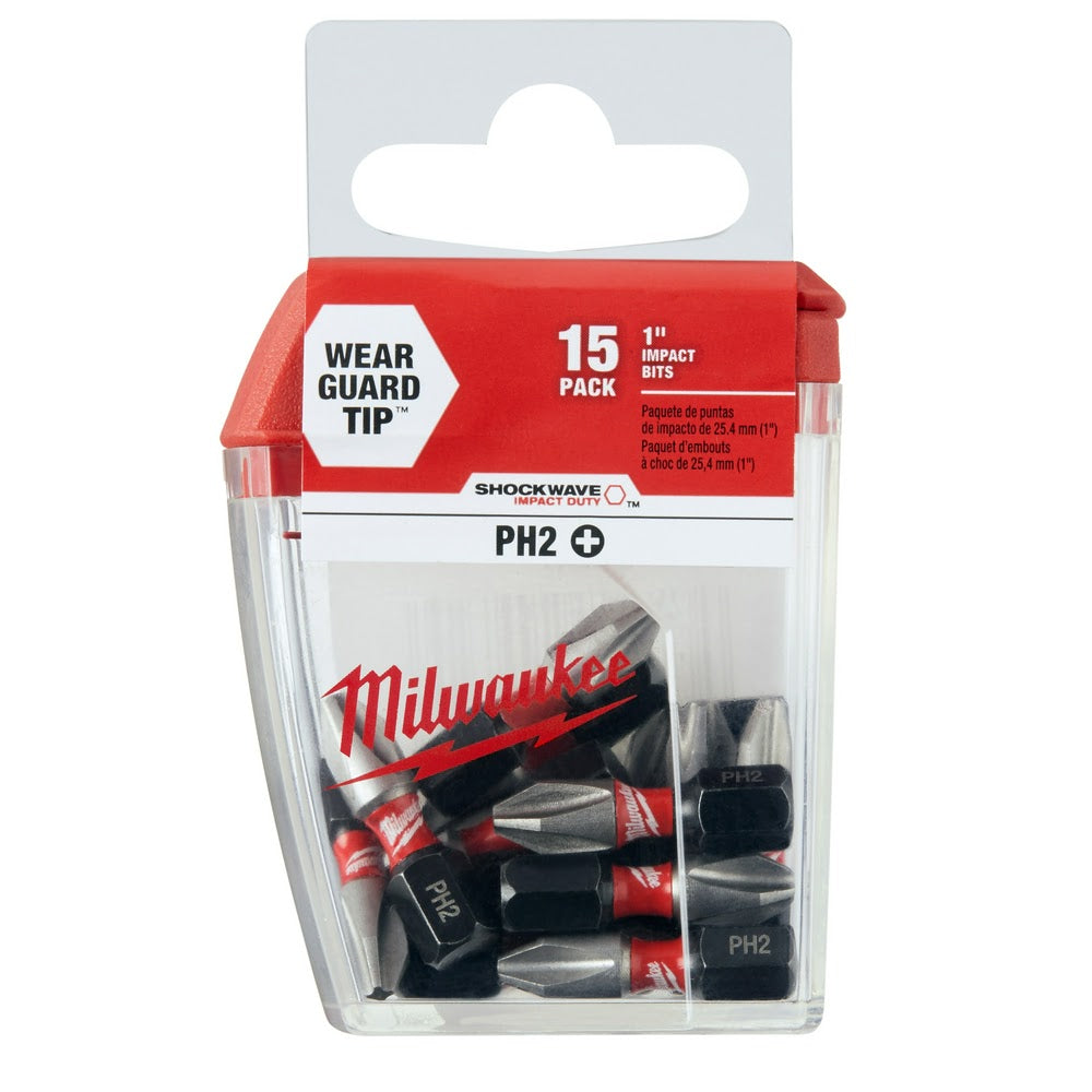 Milwaukee 48-32-5003 #2 Phillips Shockwave 1" Insert Bit, 15 Pack - 8