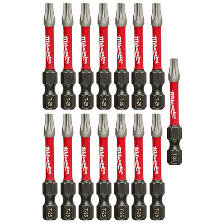 Milwaukee 48-32-5015 SHOCKWAVE™ 2 in. Impact T25 Power Bits (15 Pack)