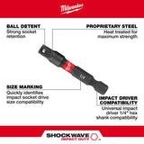 Milwaukee 48-32-5030 SHOCKWAVE 1/4" Impact Socket Adapter - 3