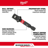 Milwaukee 48-32-5031 SHOCKWAVE 3/8" Impact Socket Adapter - 3