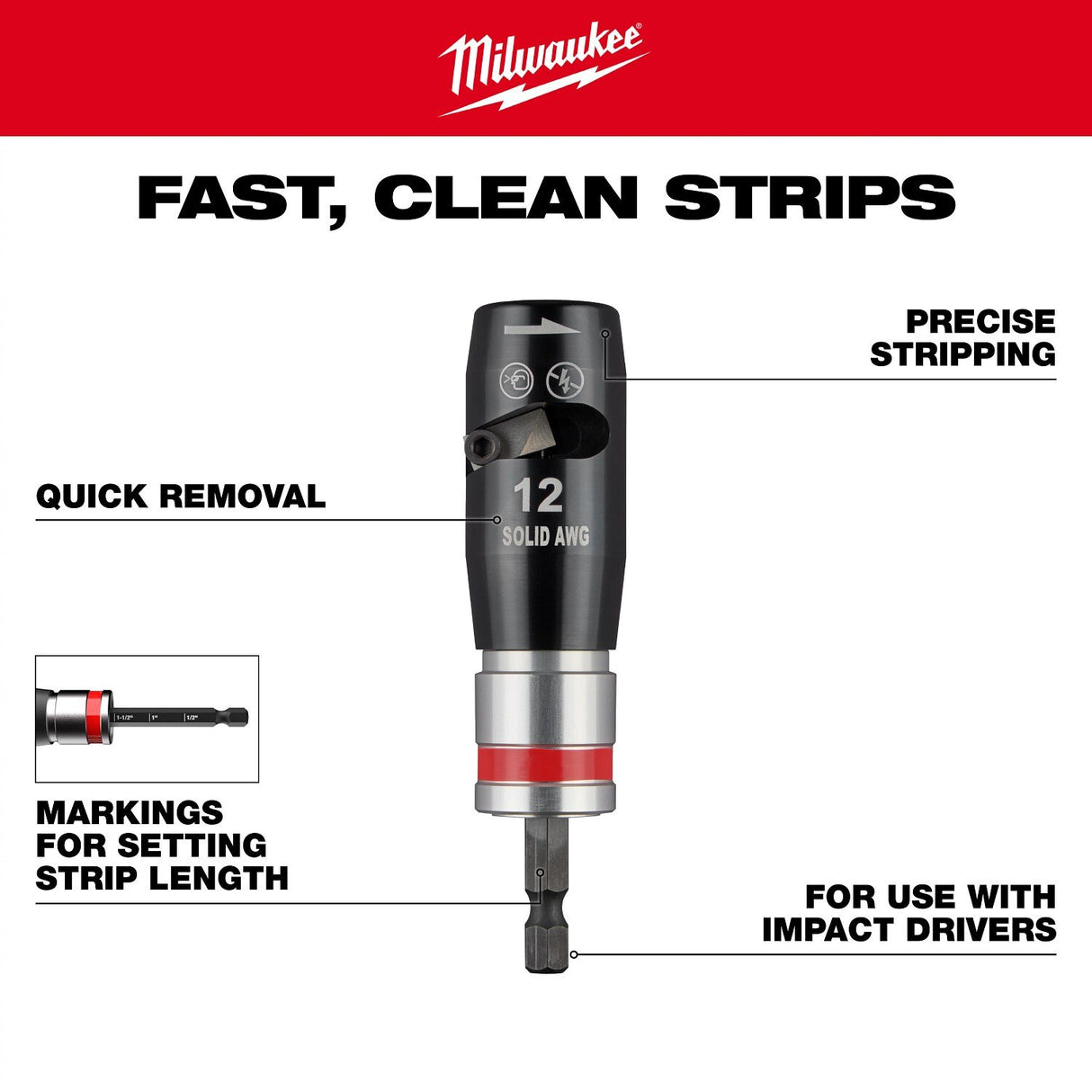 Milwaukee 48-32-6406 4PC Solid Wire Stripper Set for 8-14 AWG Solid Wire - 3