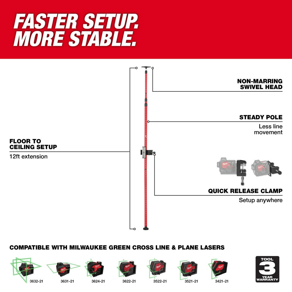 Milwaukee 48-35-1511 Milwaukee 12ft Telescoping Laser Pole - 2