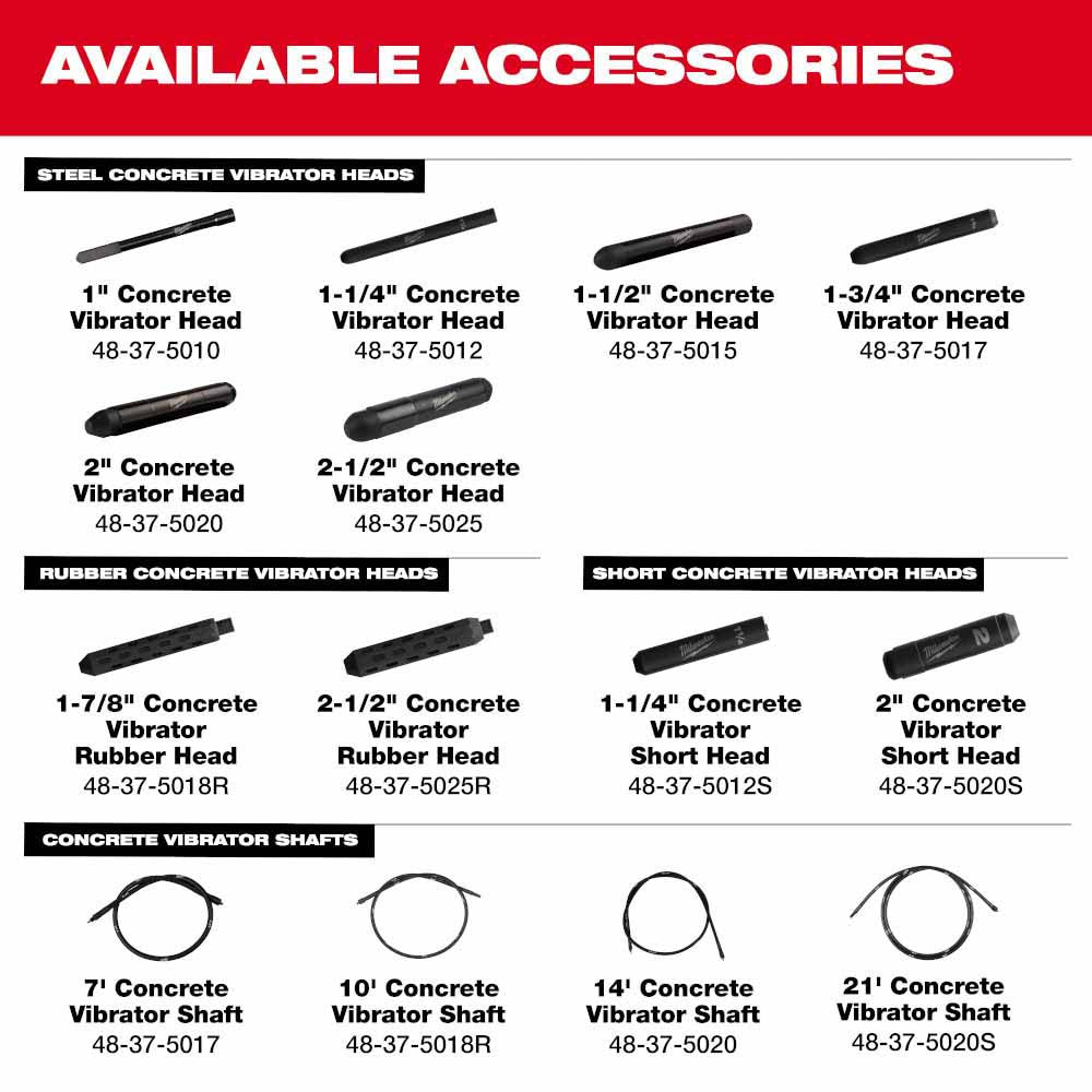 Milwaukee 48-37-5017 1-3/4" Concrete Vibrator Head - 3