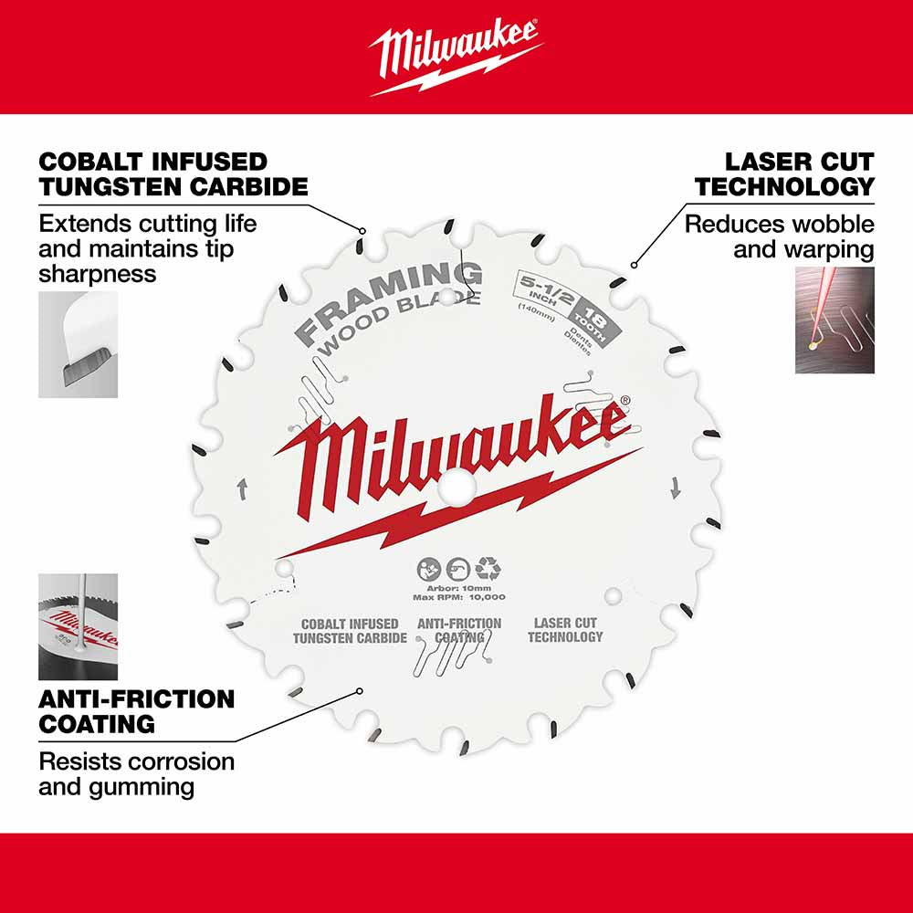 Milwaukee 48-40-0520 5-1/2" 18T Framing Circular Saw Blade - 4