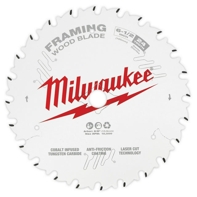 Milwaukee 48-40-0626 6-1/2" 24T Framing Circular Saw Blade 2PK