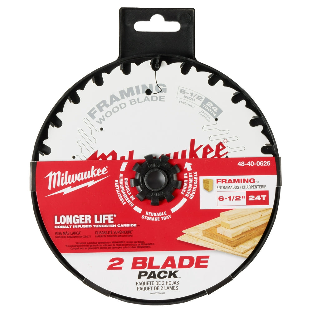 Milwaukee 48-40-0626 6-1/2" 24T Framing Circular Saw Blade 2PK - 5