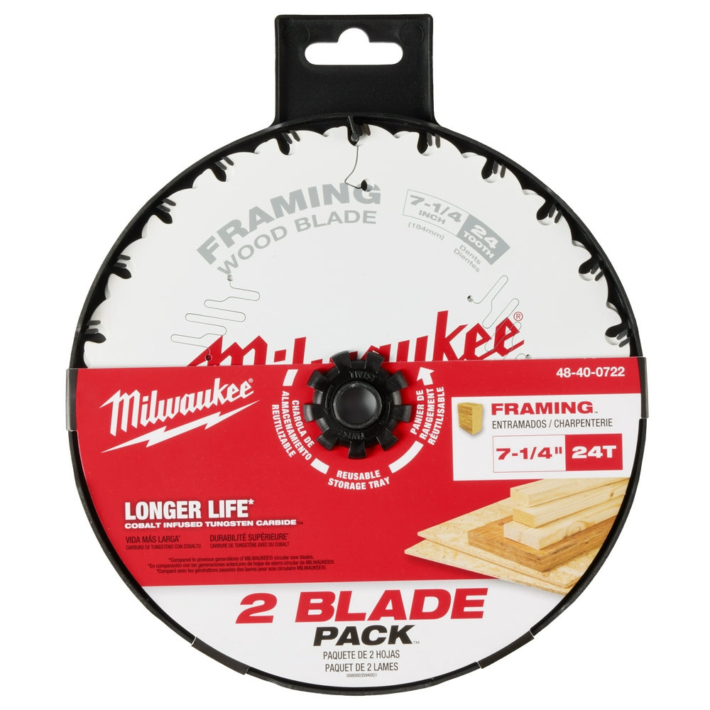 Milwaukee 48-40-0722 7-1/4" 24T Framing Circular Saw Blade 2PK - 5