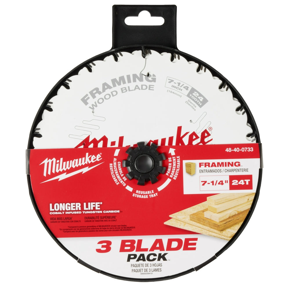 Milwaukee 48-40-0733 7-1/4" 24T Framing Circular Saw Blade 3PK - 5