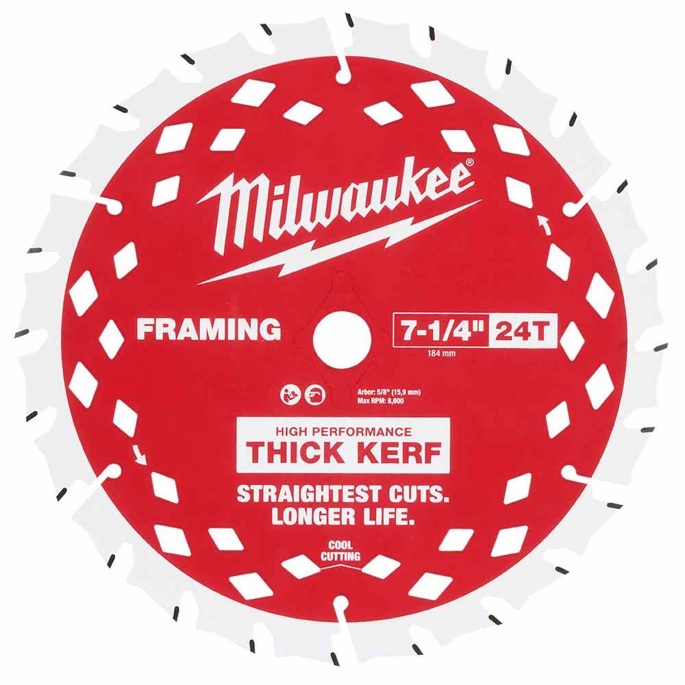 Milwaukee 48-40-0740 7-1/4" 24T Thick Kerf Framing Circular Saw Blade