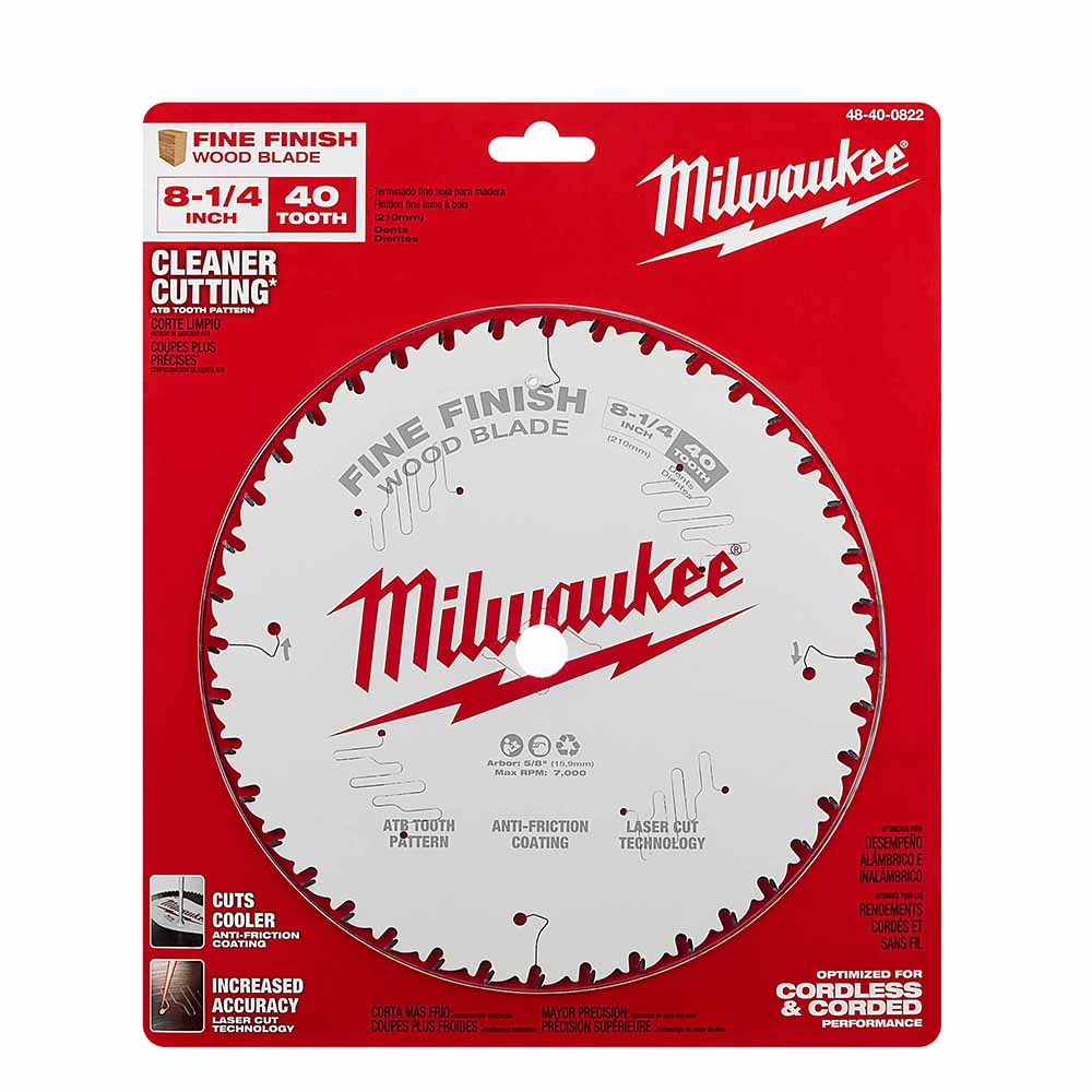 Milwaukee 48-40-0822 8-1/4" 40T Fine Finish Circular Saw Blade - 6