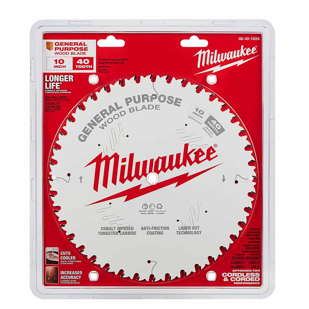 Milwaukee 48-40-1024 10" 40T General Purpose Circular Saw Blade - 6