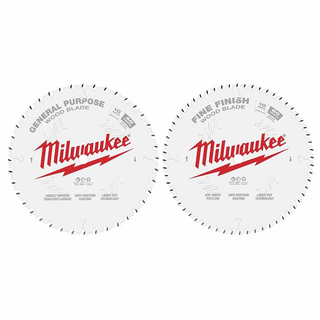 Milwaukee 48-40-1036 10" 40T + 60T Two Pack Circular Saw Blades