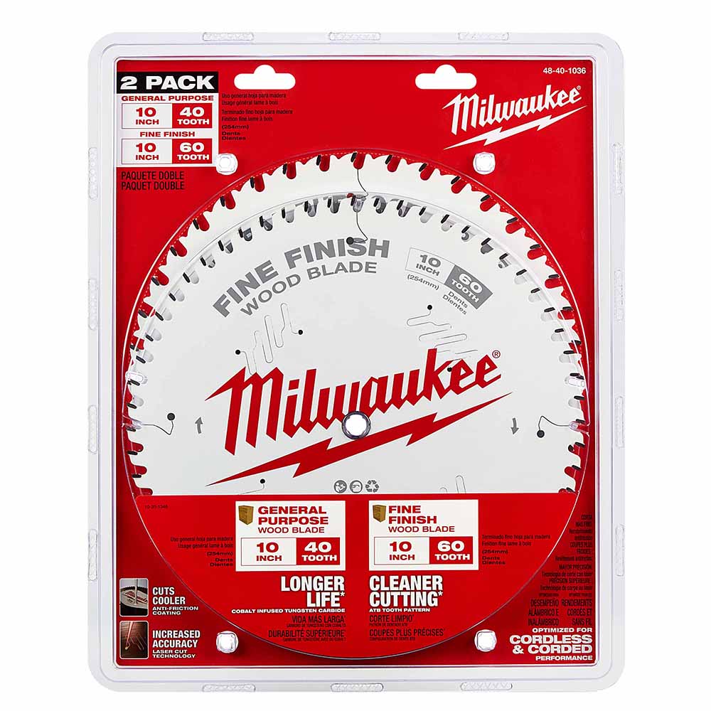 Milwaukee 48-40-1036 10" 40T + 60T Two Pack Circular Saw Blades - 7