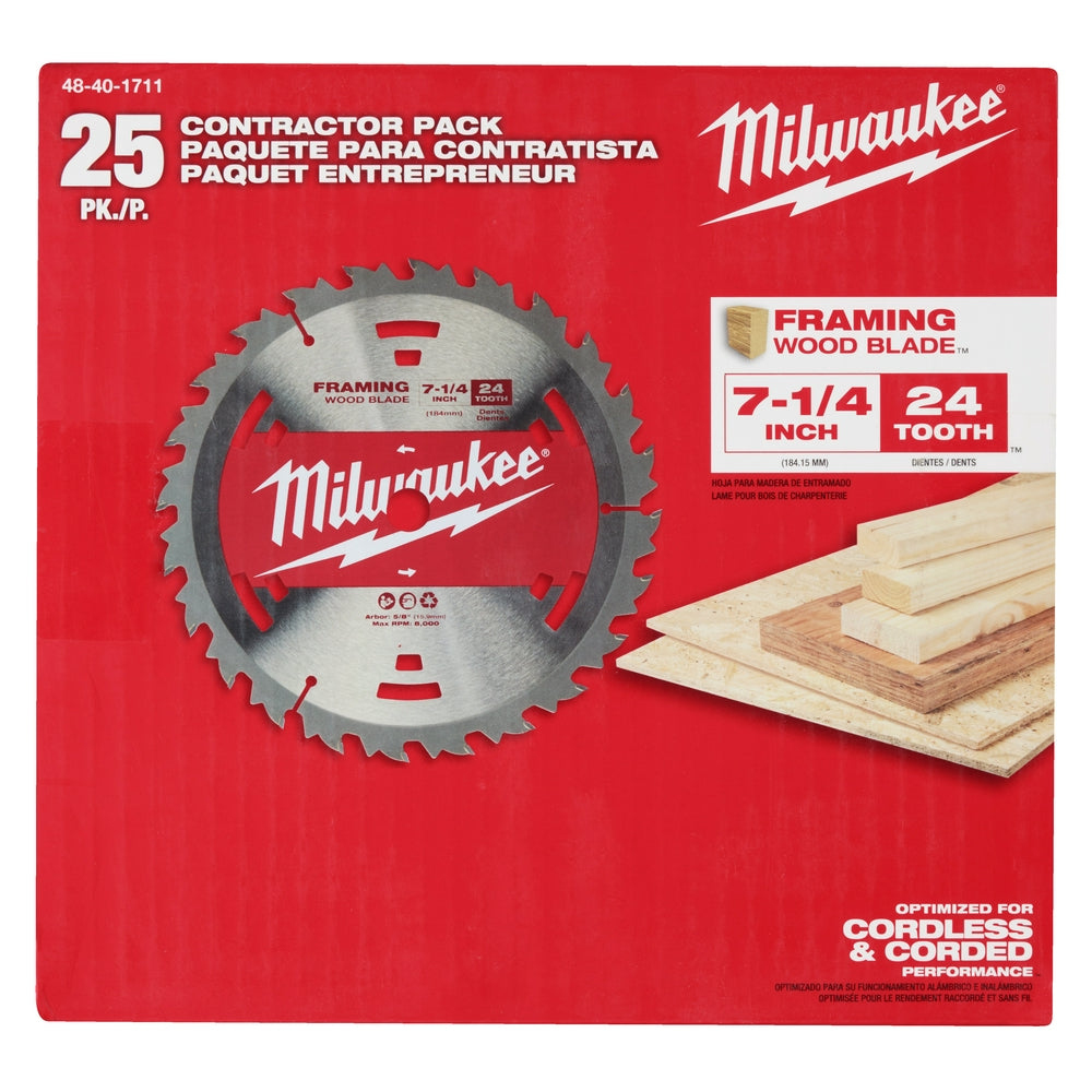 Milwaukee 48-40-1711 7-1/4" 24T Construction Framing Contractor Pack (25PK) - 5