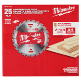 Milwaukee 48-40-1713 7-1/4" 24T Construction Worm Drive Framing Contractor Pack (25PK) - 5